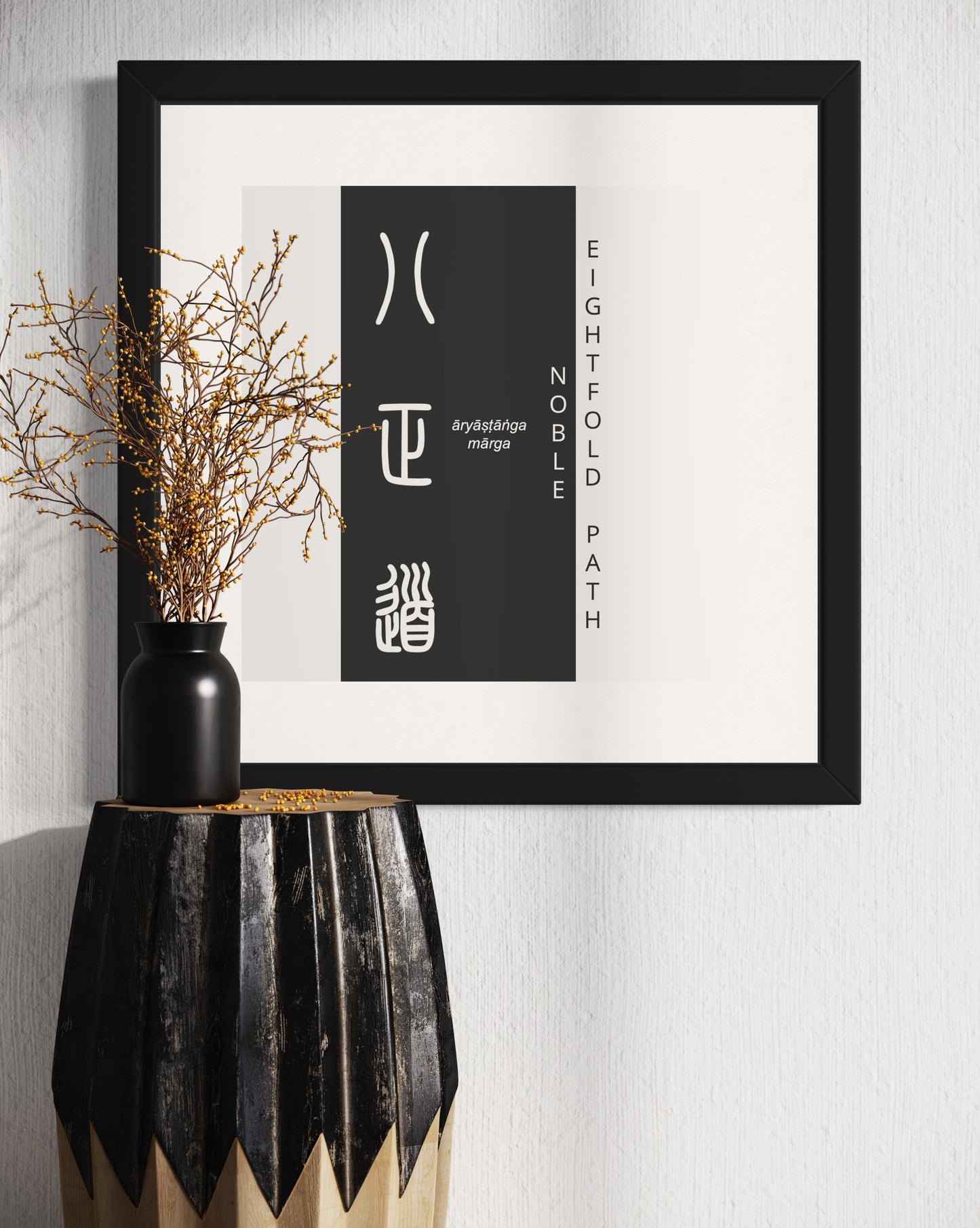 Noble Eightfold Path | Sanskrit: आर्याष्टाङ्गमार्ग | IAST: āryāṣṭāṅgamārga | Framed Zen Art | 12 inch x 12 inch