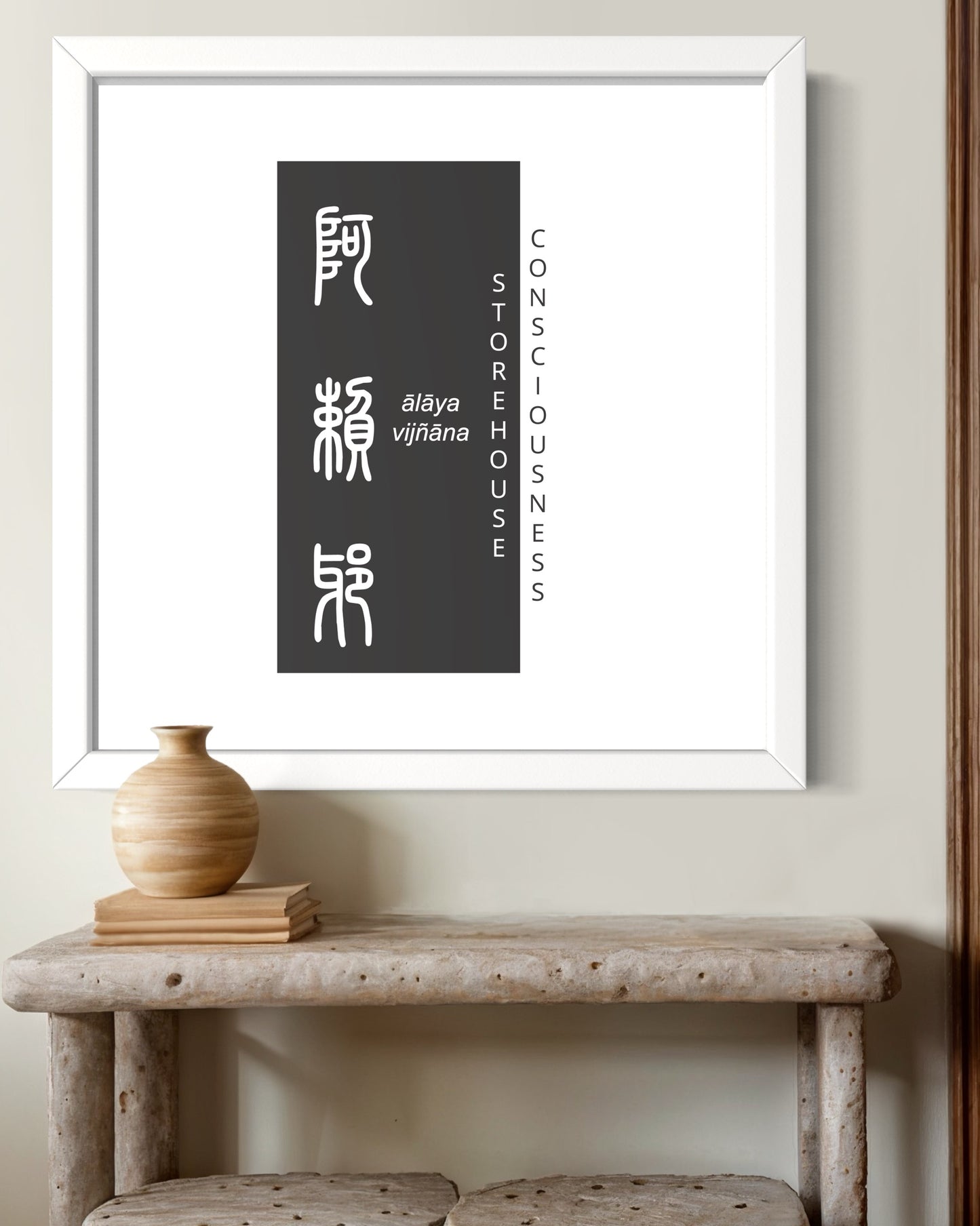 Storehouse Consciousness | Sanskrit: आलयविज्ञान | IAST: ālāya-vijñāna | Framed Zen Art | 12 inch x 12 inch
